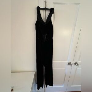 L'AGENCE Savana Velvet Velour V Neck Sleeveless Full Length Jumpsuit Jumper 4